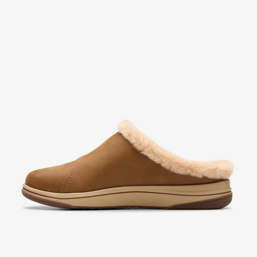 Clarks Dark Tan Textile Clogs/Mules 7.5M NIB MSRP $49.99