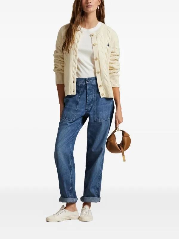 Polo Ralph Lauren Textured Knit Button Cardigan Cream XXS $228