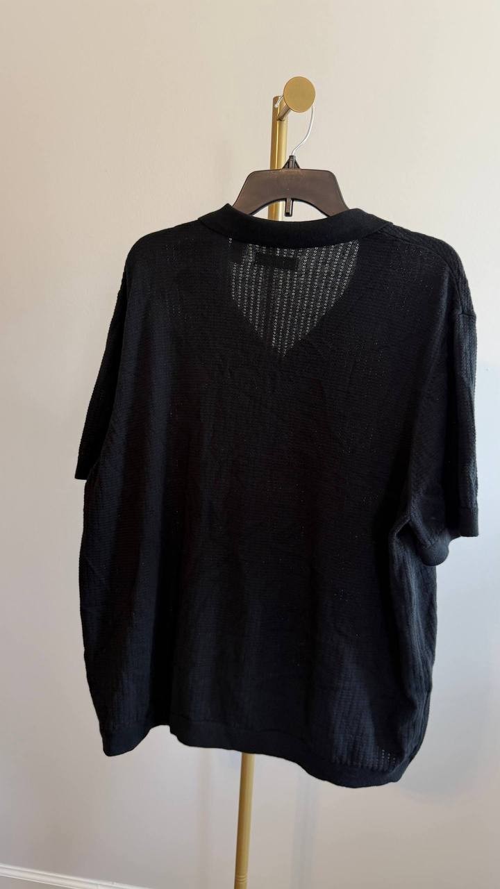 Cubavera Men’s Textured Knit Johnny Collar Polo Shirt Black XXL/EEG NWT $80
