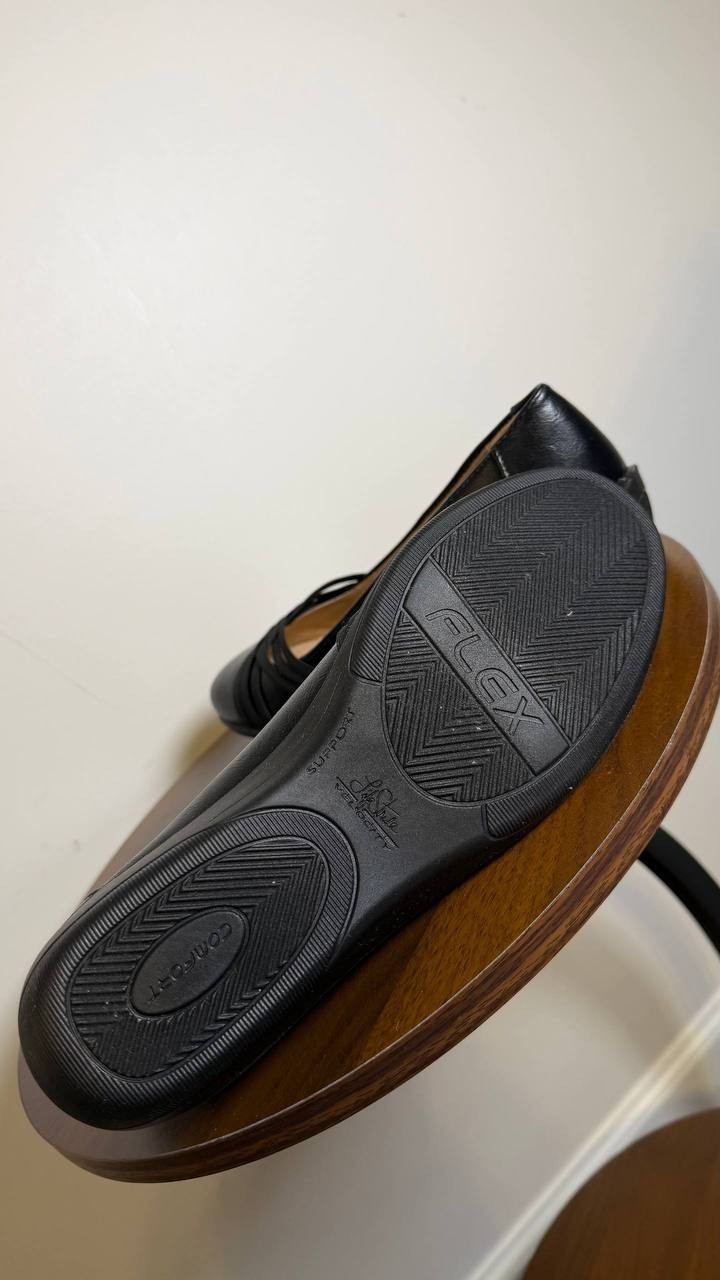 LifeStride Incredible 2 Flats 9W Black Faux Leather Slip‑On Wedge NIB msrp$79.99