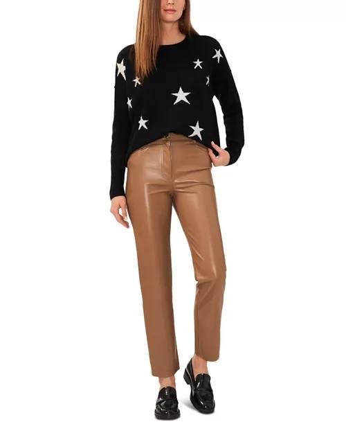 Vince Camuto Star Crewneck Sweater Black M, NWT - Intarsia Star Knit Casual