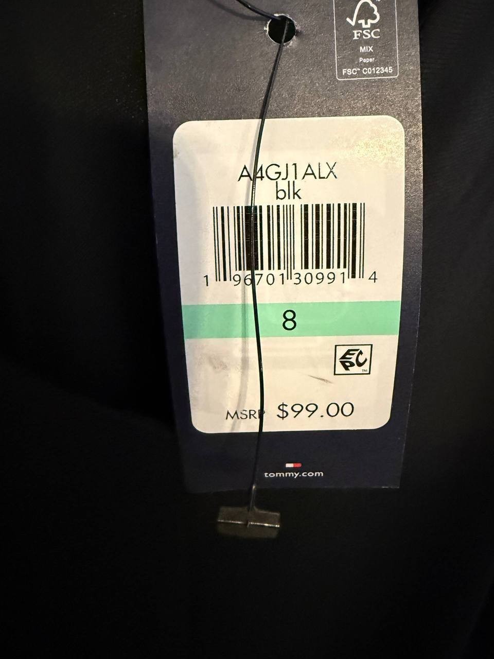 Tommy Hilfiger Short‑Sleeve V‑Neck Dress – Sizes 6 & 8 – NWT – Black – $99