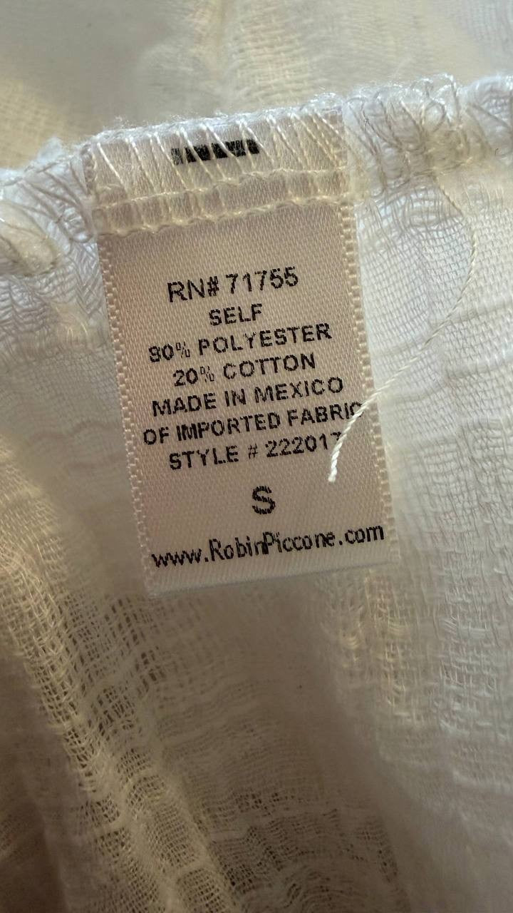 Robin Piccone Natalie V‑Neck Lace Up Tunic Cover Up White Size S NWOT $94