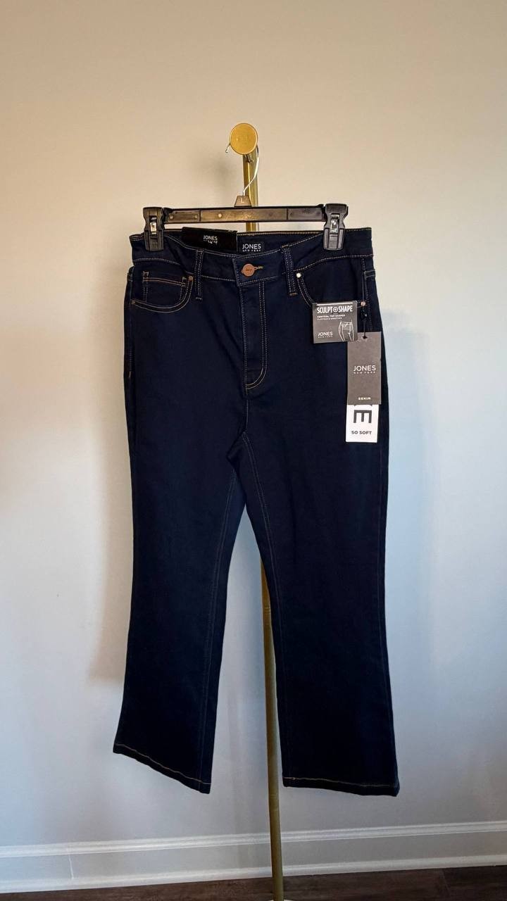 Jones New York Petite High Rise Kick Flare Cropped Jeans Indigo 6 NWT $79.50