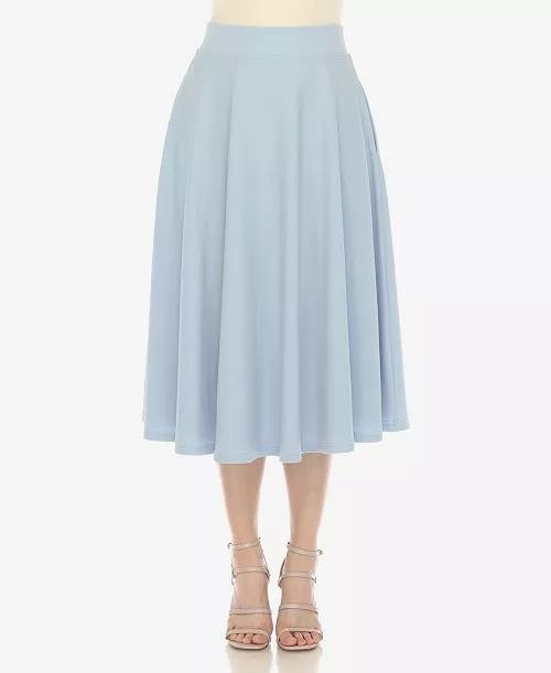 White Mark Flared Midi Skirt with Pockets Baby Blue M NWT $59