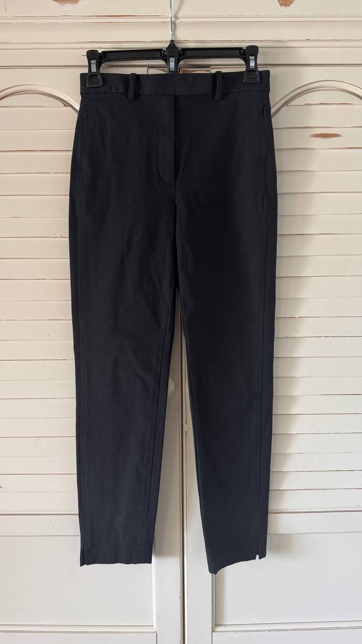 Theory High-Rise Tapered Cotton-Blend Pants – Black – Size 00 –MSRP 245$
