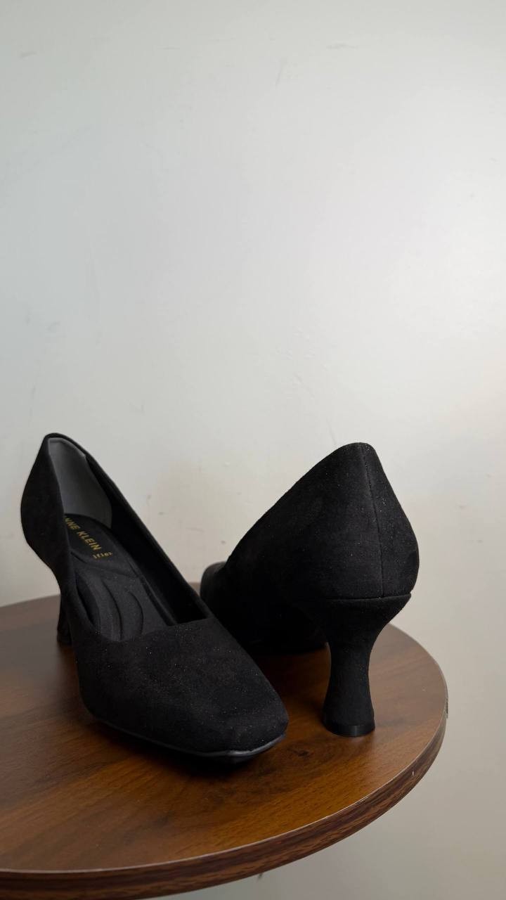 Anne Klein Prima Flared Heel Pumps Black 8M Slip‑On MSRP $95 NWOB
