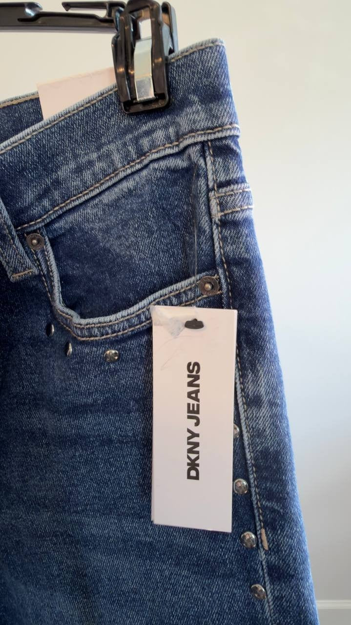 DKNY Jeans Side Studded High‑Rise Bootcut Jeans Cobble Hill 27 NWT $129
