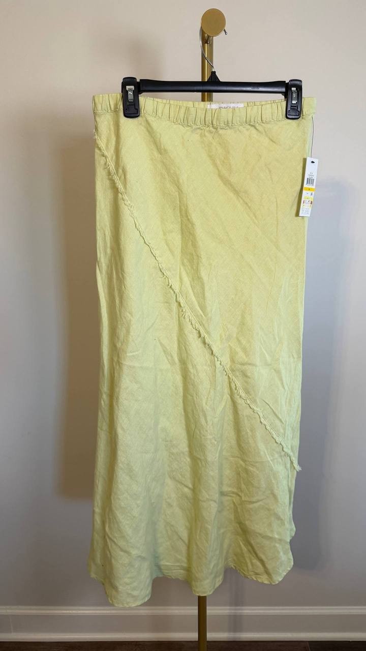 DKNY Pure Women’s Linen Midi Skirt Tea Green M $109 NWT