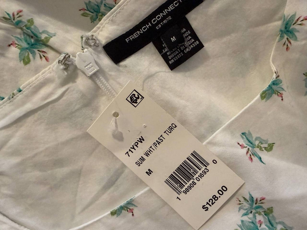 French Connection Anna Fleur Mini Dress -WHITE– Size M – NWT – MSRP $128
