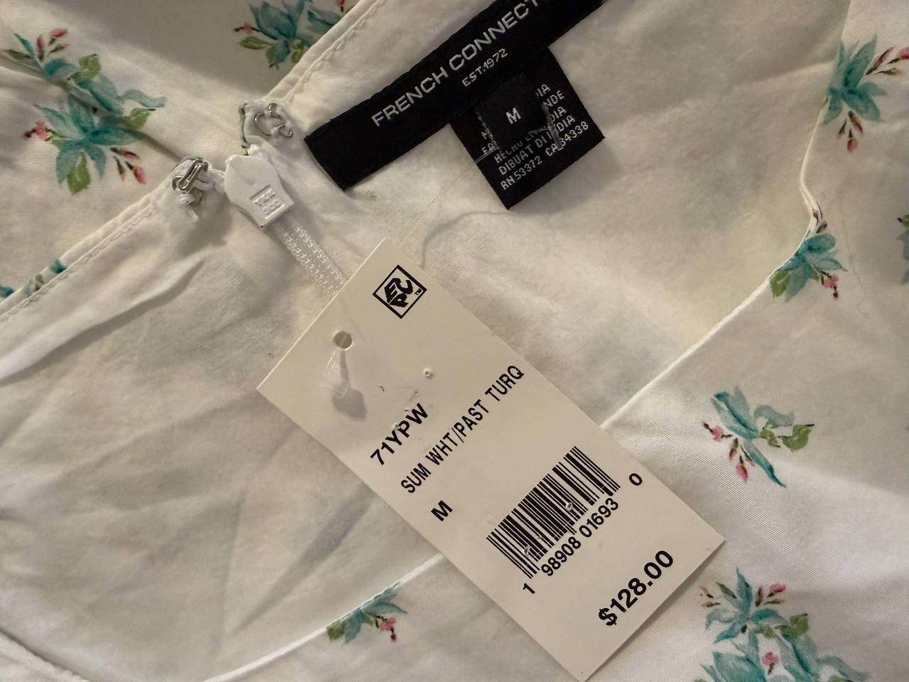 French Connection Anna Fleur Mini Dress -WHITE– Size M – NWT – MSRP $128