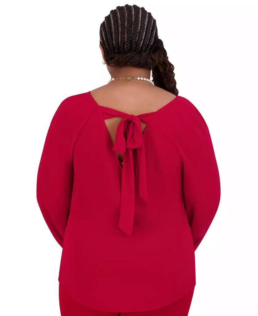 Kasper Women’s V‑Neck Raglan Long‑Sleeve Blouse Red M NWT $69