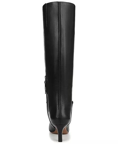 Franco Sarto Timmy Square Toe Zip Tall Boots Black 5.5M Leather $250 NWB