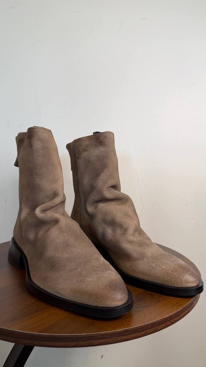 Steve Madden Nexie Bootie Taupe Suede 6.5M Block Heel Back Zip $159.99 NWB