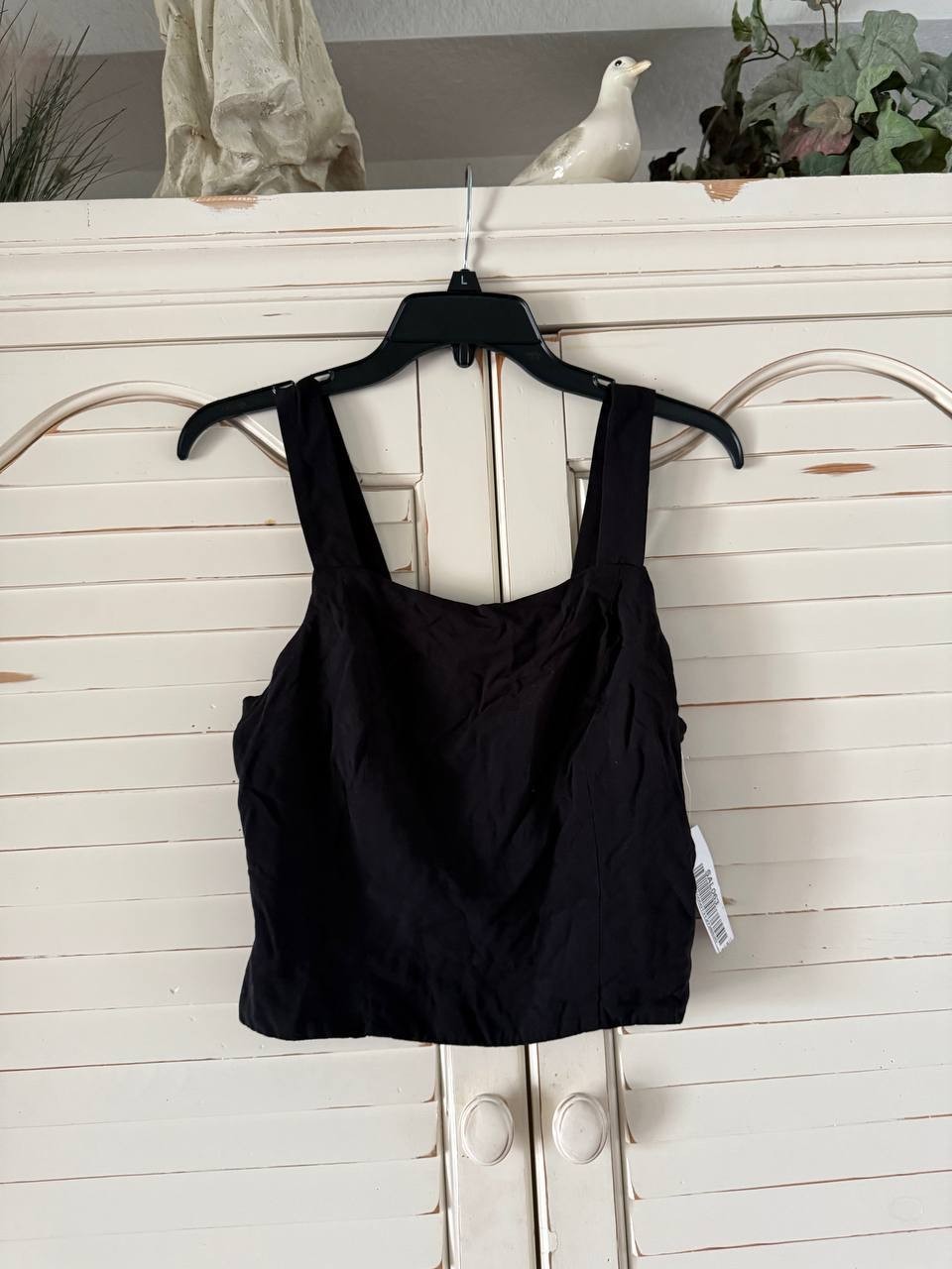 Bar III Petite Smocked Square-Neck Tank Top, Black, PS, NWT, Sleeveless