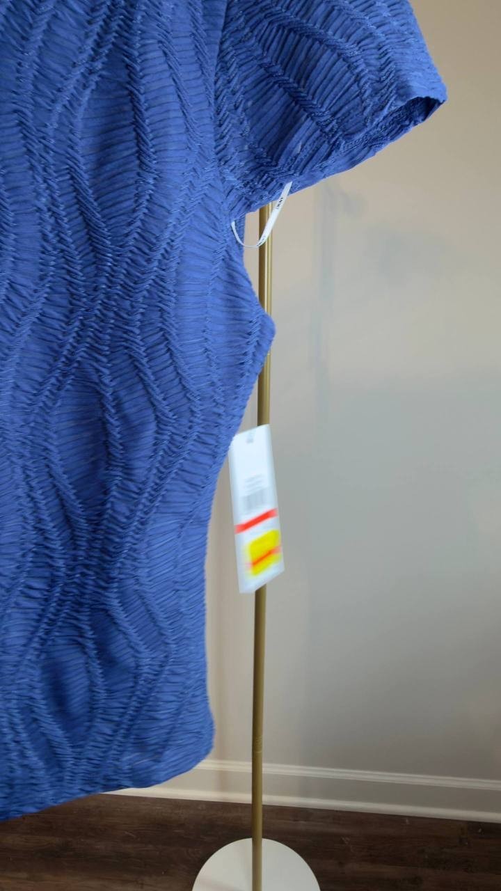 DKNY Texture Knit Top Cadet Blue XS NWT $69