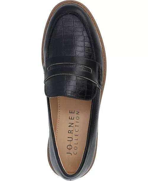Journee Kenly Loafers 8.5 Black Lug Sole Slip‑On Croc Accent NIB msrp$85.99