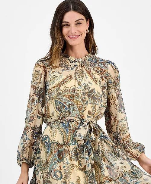 Julia Jordan Paisley‑Print Fit & Flare Dress – Multi – Size 4 – NWT – $139