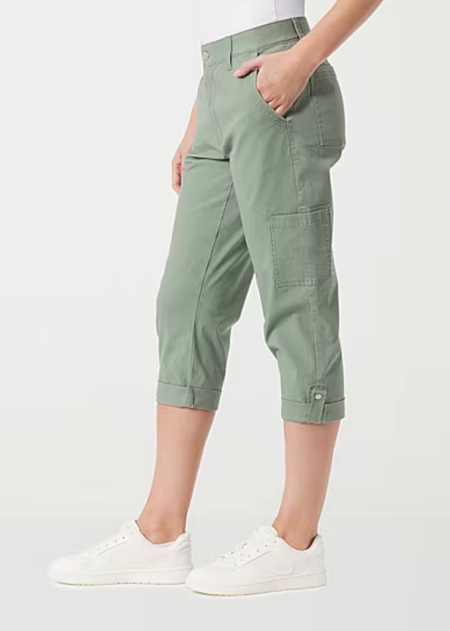 Gloria Vanderbilt Women’s Cargo Capri Pants Garden Sage 14 NWT $52