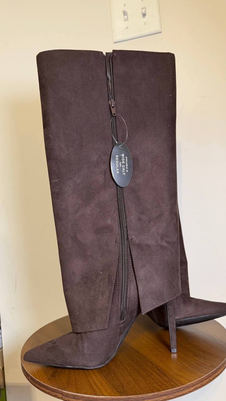 INC Intl Concepts Reach Truffle Faux Suede High Boots 8.5M NIB MSRP $129.90