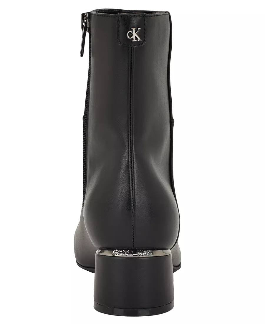 Calvin Klein Parry Booties 6M Black Man‑Made Square Toe Block Heel NIB msrp$129