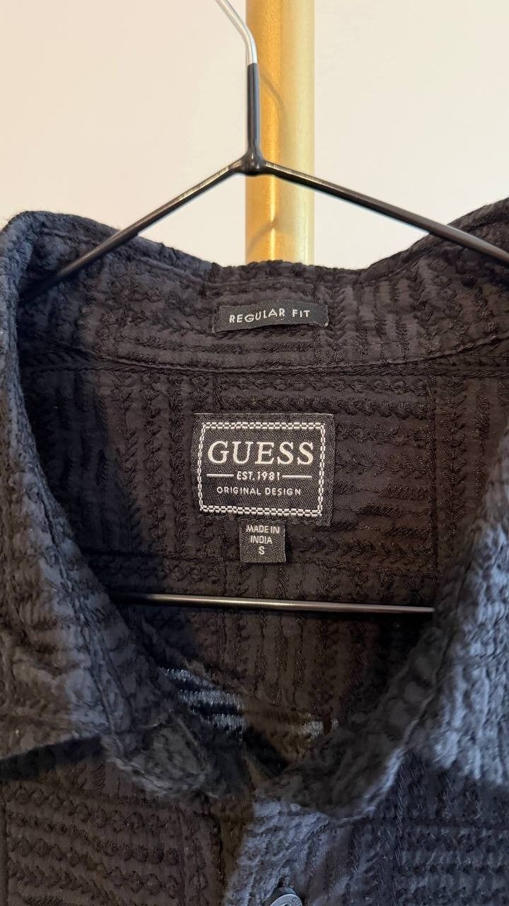 Guess Men’s Idris Embroidered Shirt Black S $79 NWT