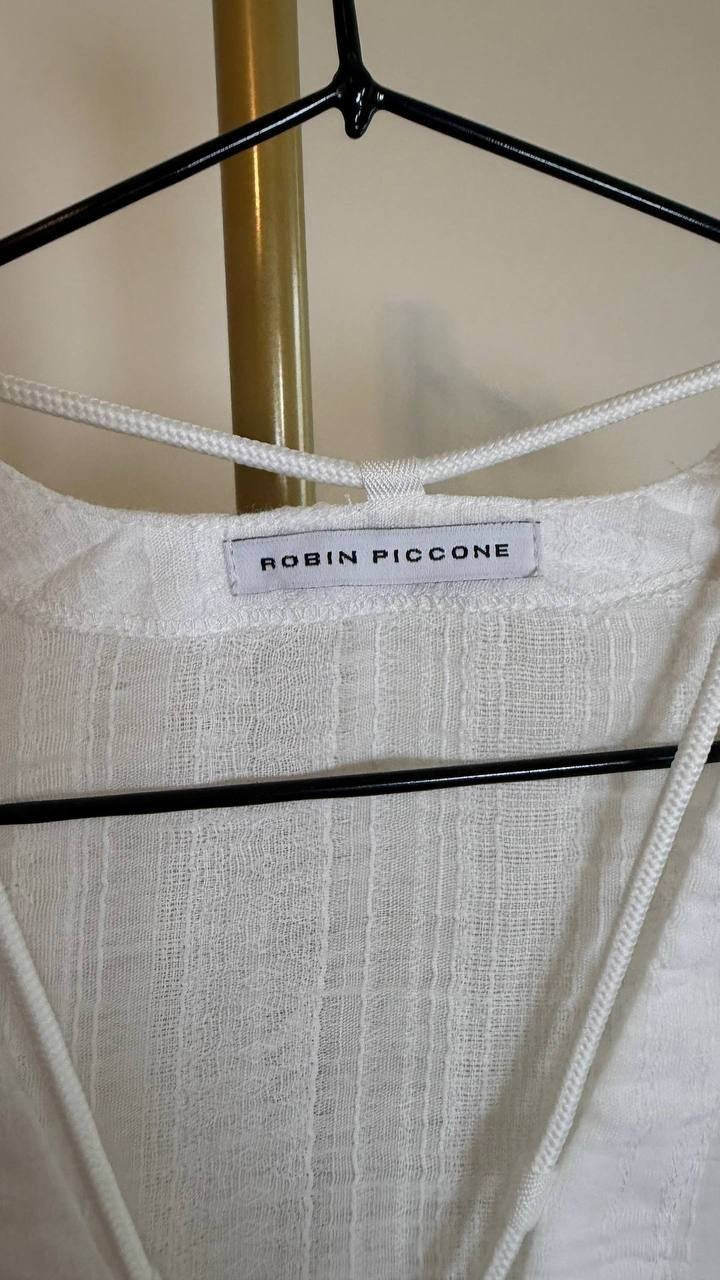Robin Piccone Natalie V‑Neck Lace Up Tunic Cover Up White Size S NWOT $94