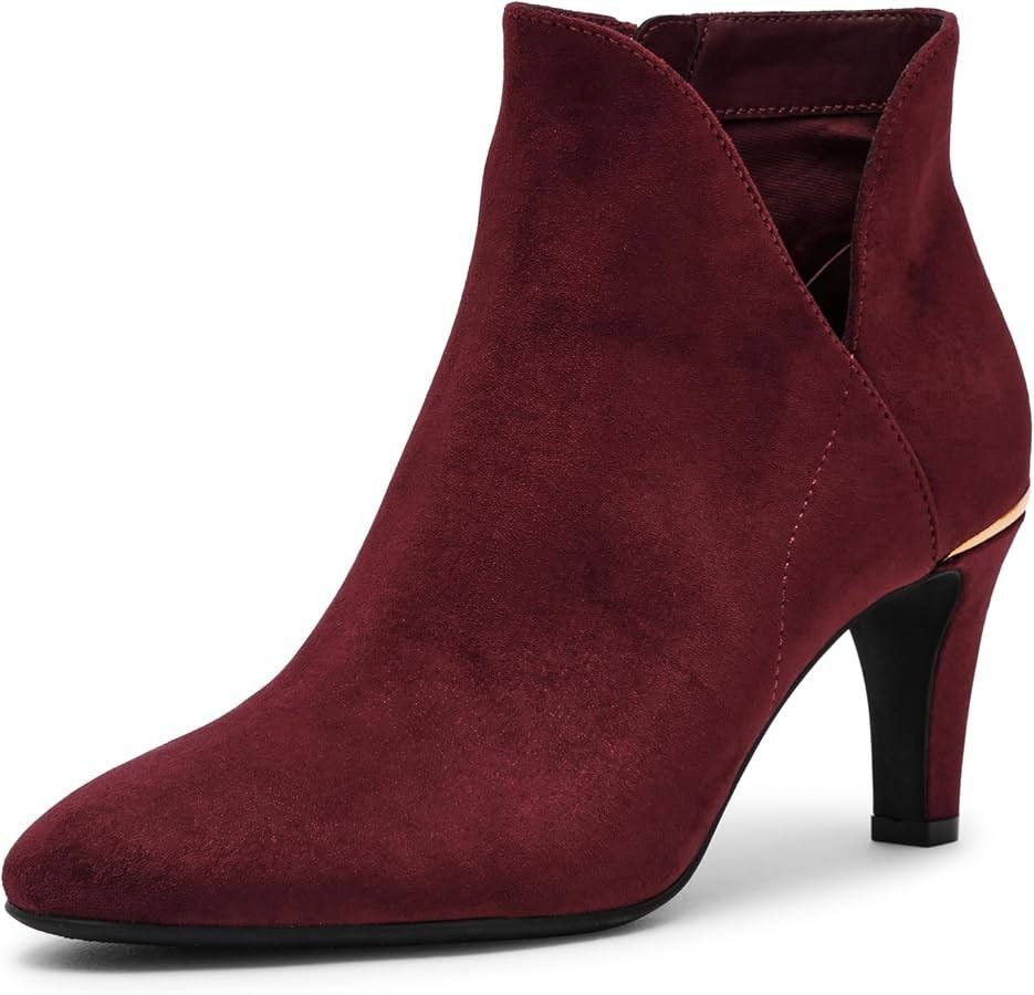 Anne Klein Annabelle Notch Ankle Dress Booties Burgundy 9M Heeled Booties NWB