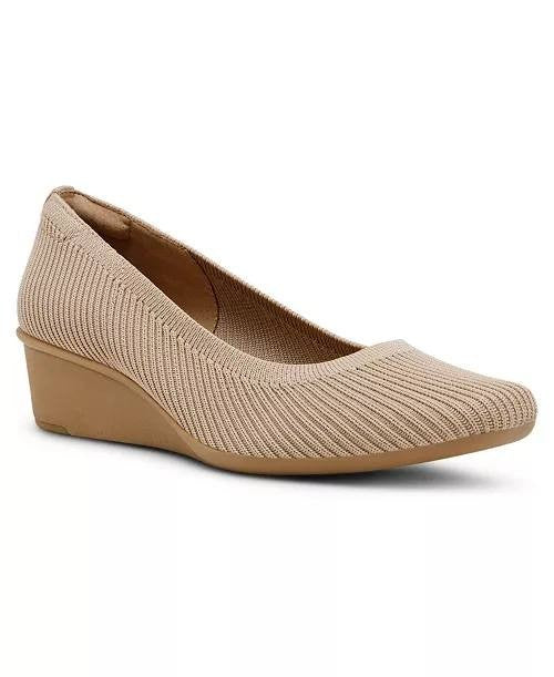 Anne  Klein  Wedge  Pumps  Tan  Knit  10M  New  $75