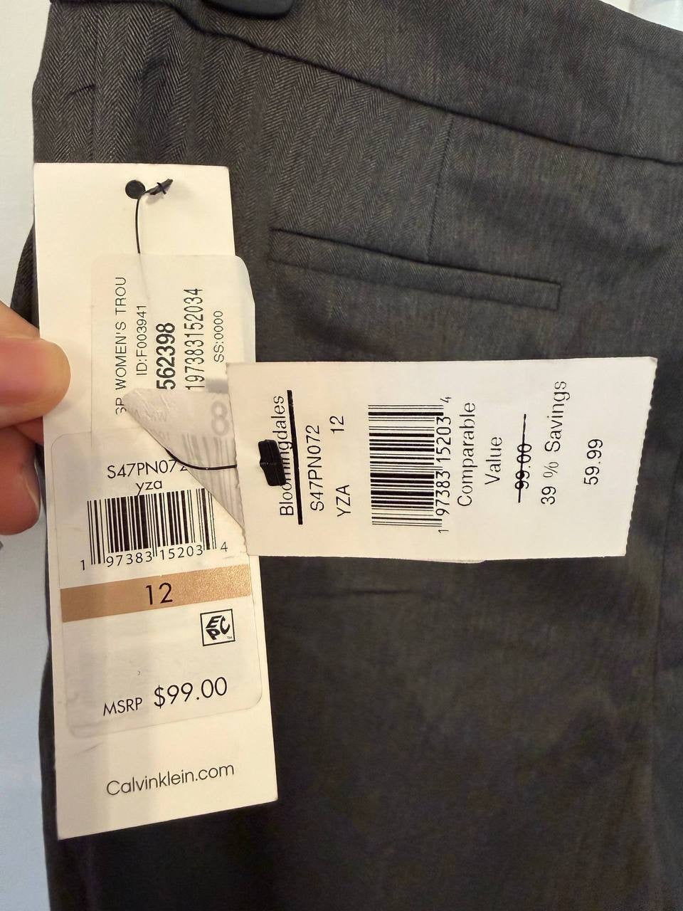 Calvin Klein Herringbone Cuffed Ankle Pants – Size 12 – NWT – $99