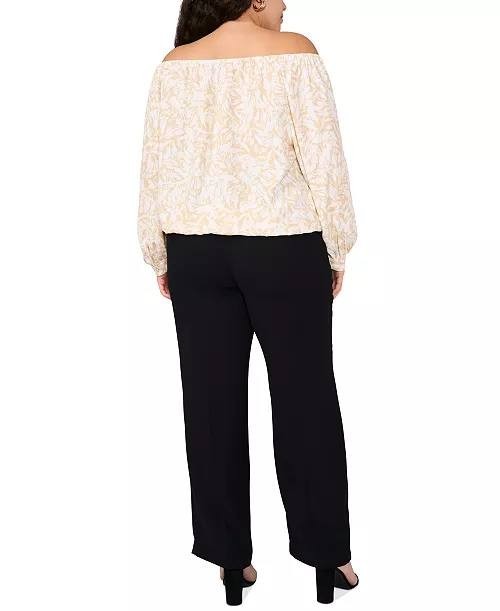 Vince Camuto Plus Size Off‑Shoulder Printed Blouse Multicolor 3X $79 NWT