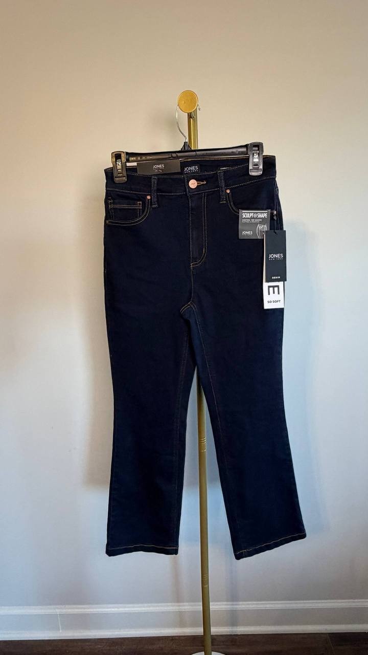Jones New York Petite High Rise Kick Flare Cropped Jeans Indigo 2 NWT $79.50