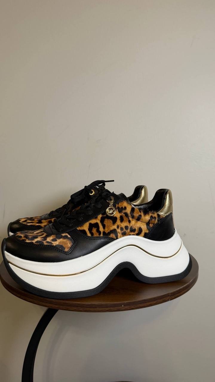 Michael Michael Kors Leopard Leather/Calf Hair Trainers 8M New in Box MSRP $195