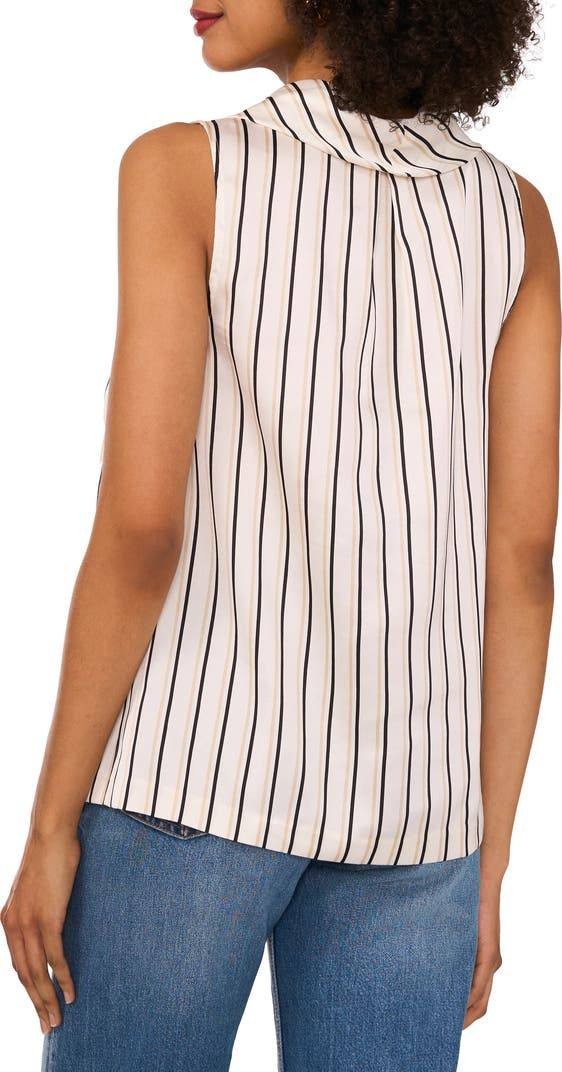 Vince Camuto Sleeveless Top Stripe Cowl Neck Polyester Ivory XS NWT