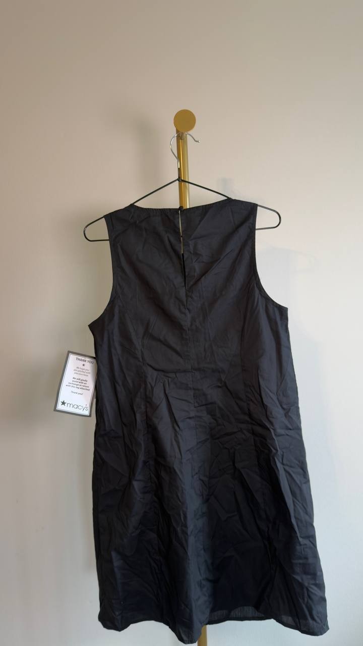 MSK Sleeveless Shift Dress Crew Neck Keyhole Back Black M NWT $69