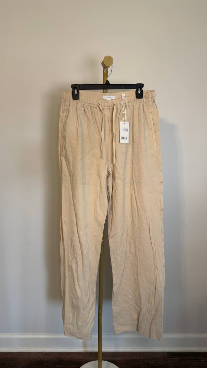 Vince Cotton Drawstring Elastic Waist Pants Tan M NWT $348