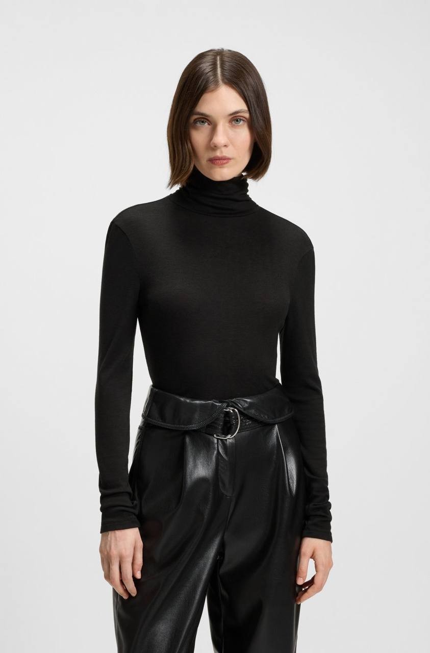 BOSS Faux Leather Straight-Leg Pants with Belt Black Size 10 NWT $149