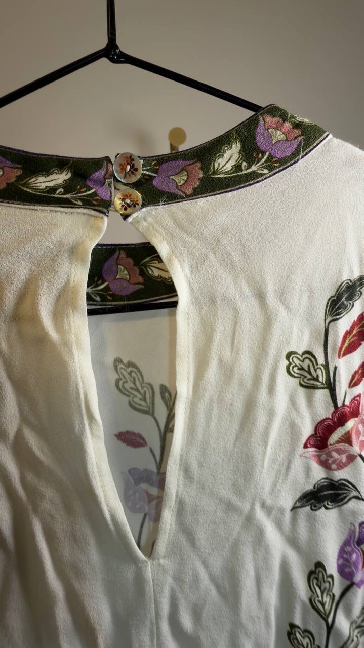 FARM Rio Rococo Long‑Sleeve Tiered Mini Dress White Multi M NWT $248