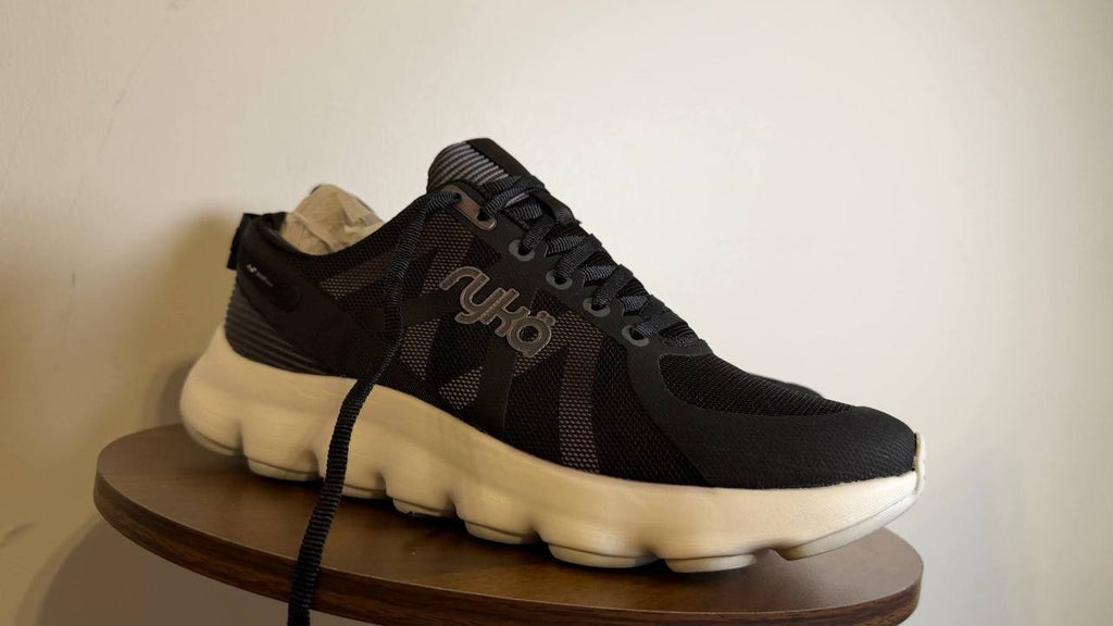 Ryka PodFlow Walking Sneakers 11M Black Mesh Lace‑Up Arch Support NIB msrp$89.99