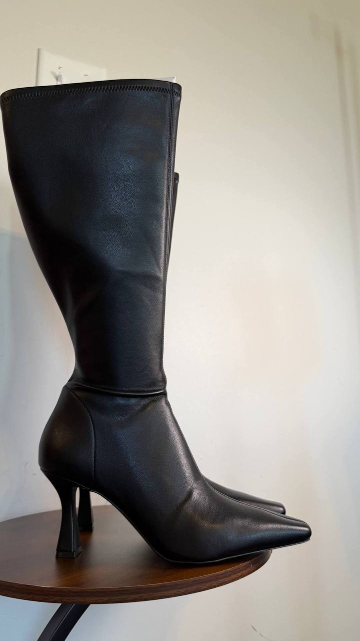 Steve Madden Flute Wide Calf Knee High Dress Boots Black 11M Man‑Made $129 NWB