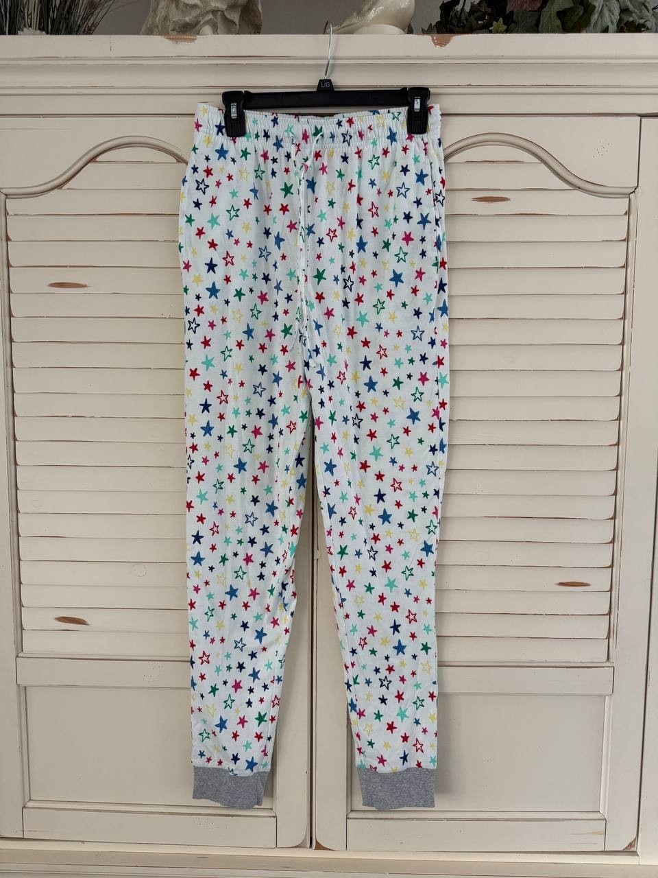 Holiday Lane Star Print Pajama Pants White Multicolor Size S
