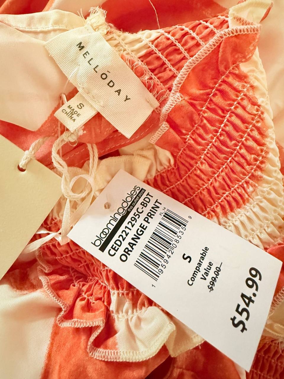 Melloday Geo Mock Neck Maxi Dress –Orange Print– Size S – NWT – $99