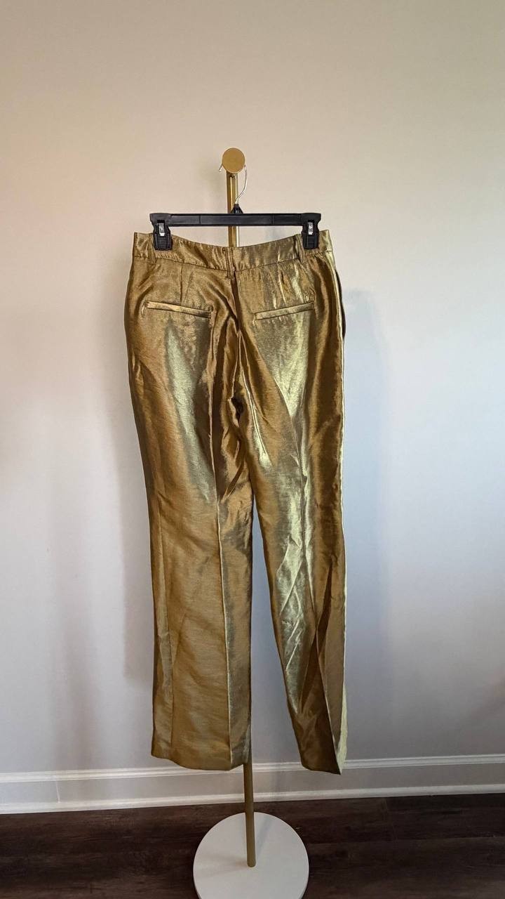 Marciano Milla Metallic Straight‑Leg Pants Gold 4 NWT $220