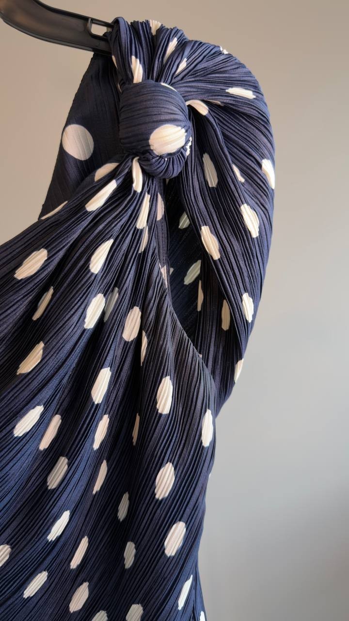 Cult Gaia Terre Dress One‑Shoulder Plissé Gown 2 Small Dot Deep Lake NWOT $898