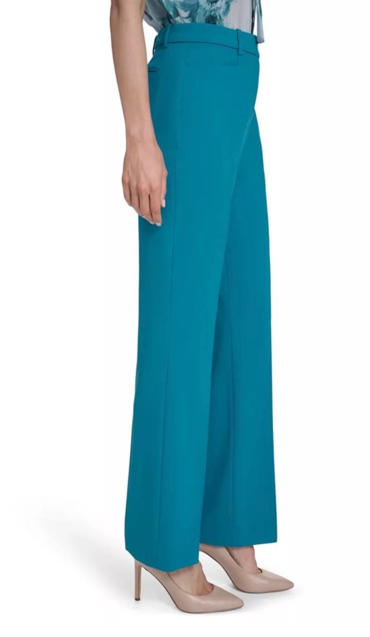 Calvin Klein Women’s Wide‑Leg Mid‑Rise Pants Petrol 12 NWT $109