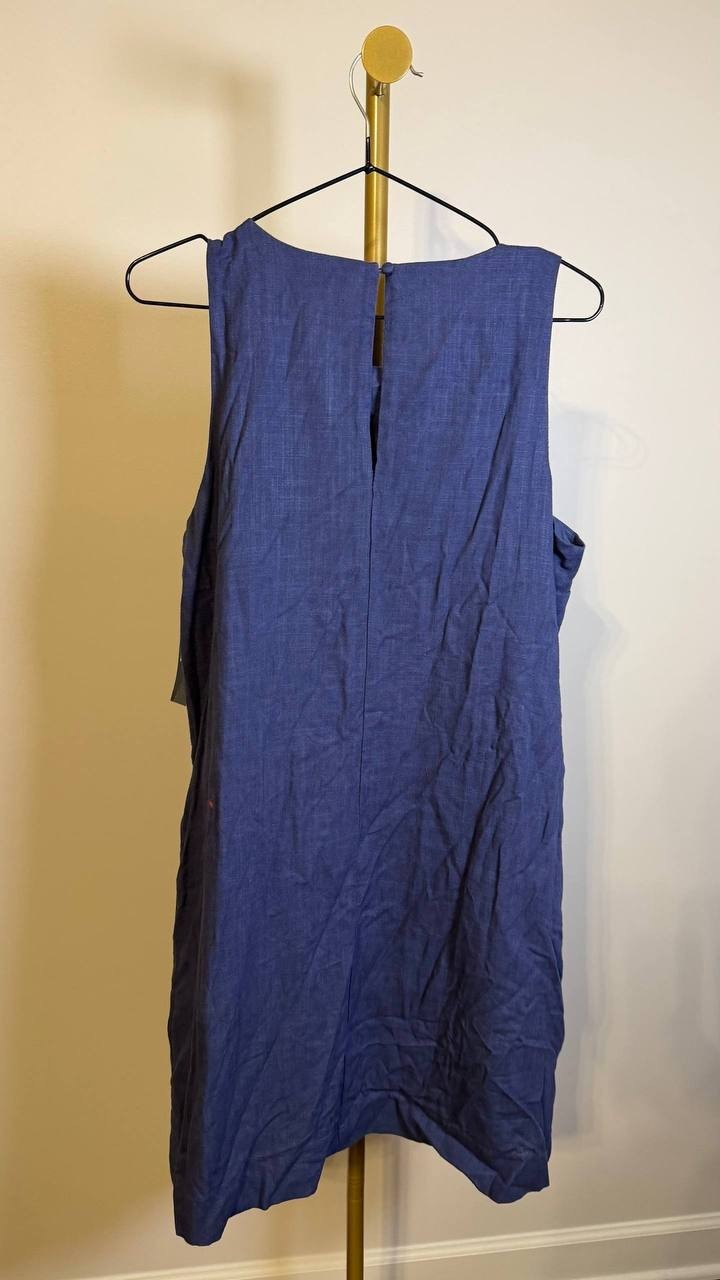 MSK Petite Women’s Sleeveless Round‑Neck Shift Dress Navy M $79 NWT