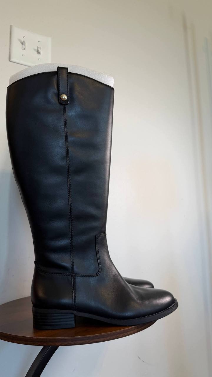 INC Fawne Women’s Leather Knee High Boots Black 8M WC Leather $189.90 NWB