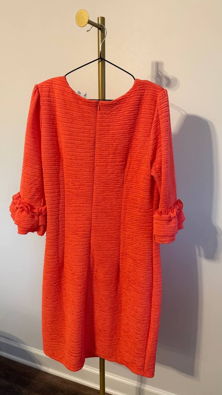NY Collection Petite Textured Knit Dress Coral PXL $58 NWT