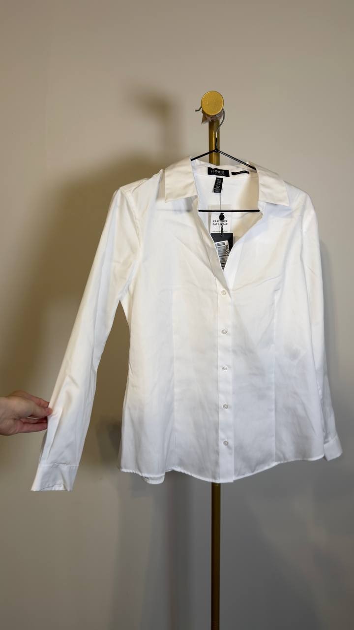 Jones New York Women’s Easy‑Care Button‑Up Shirt White PM NWT $79.50