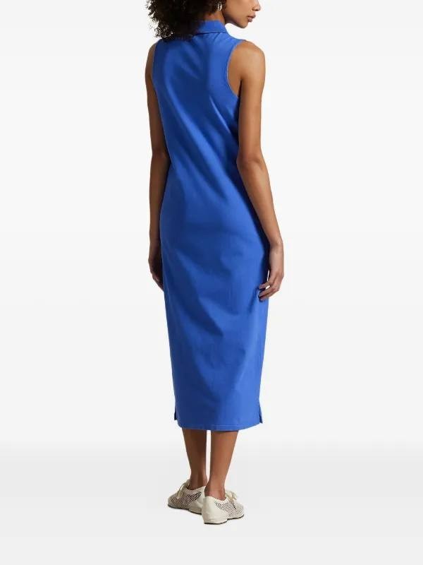 Polo Ralph Lauren Dress XS Royal Blue Sleeveless Polo Collar Cotton Stretch